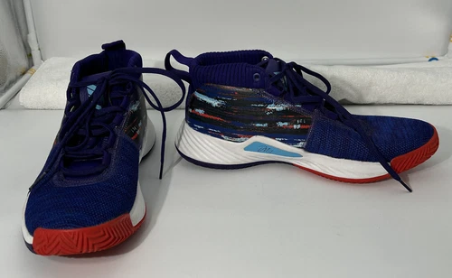 Adidas Dame 5 Purple Blue Red White EF0500 Lillard Basketball Shoes Men Sz (10)