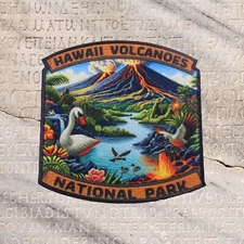Hawaii Volcanoes National Park Patch Iron-on Applique Nature Badge, Mauna Loa