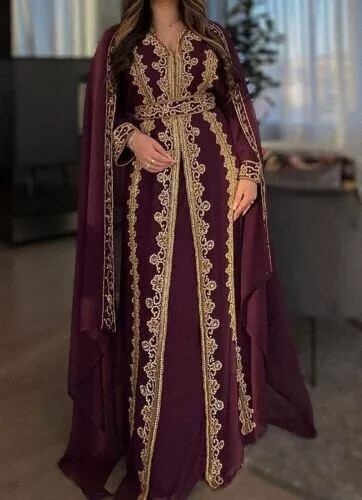 Dubai Kaftans Farasha Abaya Dress Very Fancy Long Gown New Moroccan - Picture 1 of 6