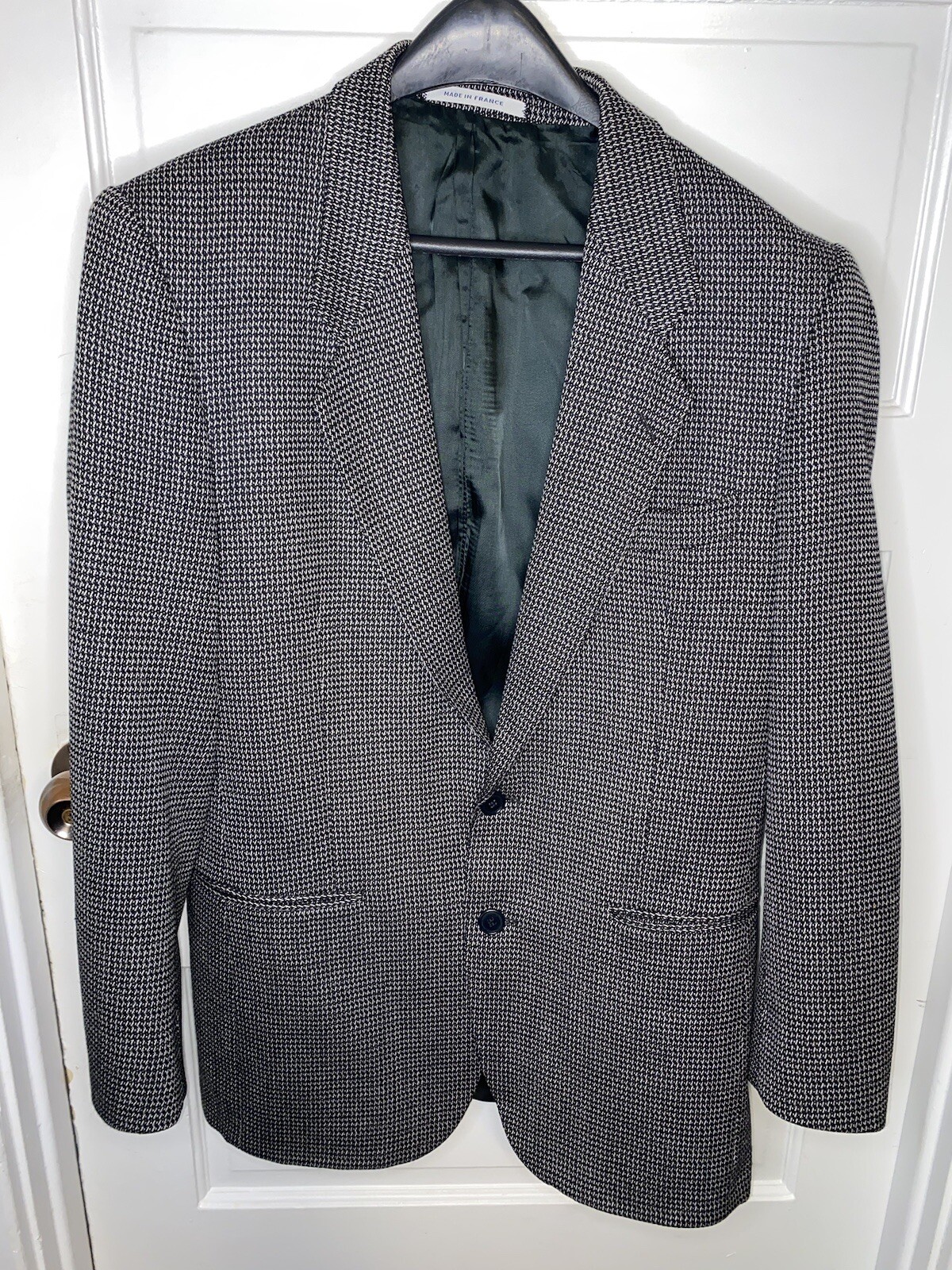 Giacca tuta blazer lana vintage Yves Saint Laurent Paris YSL nero grigio 32 L