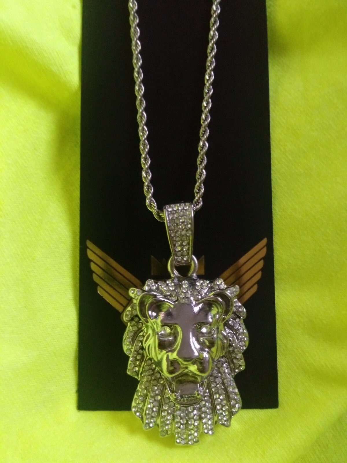 Jewel House Boosie Badazz Faux Silver Rope Lion Medallion 12" Drop