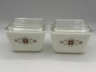 Pyrex 501B Town & Country 1.5 Cup Refrigerator Dish Set of 2 w/Lids Vintage