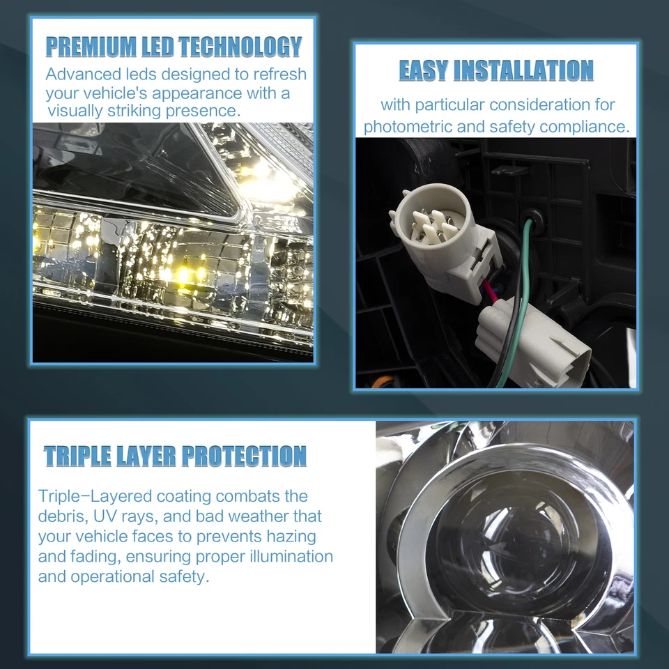 Светодиодные фары VLAND для передних фар 2010-2012 Lexus ES350 хромированный корпус 1 пара - Изображение 3 из 4