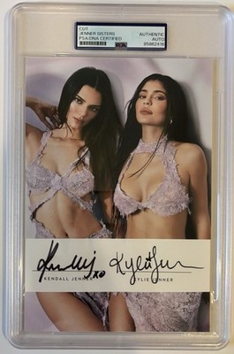 Kendall & Kylie Jenner Sisters Signed/Autographed Cut 5.5x8 Photo PSA Encap Sexy