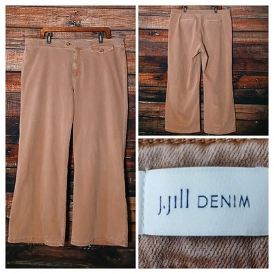 J Jill Denim Jeans 18 Tall Tab Waist Full Wide Leg Crop High Rise Light Henna