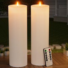 14" x 4" Large Outdoor Candles with Timer Waterproof Flickering LED Flameless...