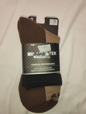 Ariat AriatTEK Terrain Performance Boot Socks 2 Pairs Brown/Tan XL Cushioned