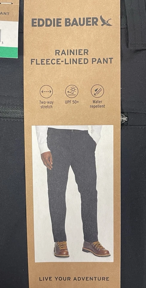 Eddie Bauer RAINIER Men's Lot of 2 Fleece Lined Water Resistant Pant Black 38x30 - Image 2 of 4
