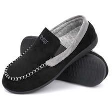 Orthopedic Arch Support Moccasin Loafer Slippers for Men, 9 Wide Black