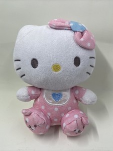 TY Beanie Baby Hello Kitty 6” Plush Pink Polka Dot Pajamas Rattle Stuffed Toy