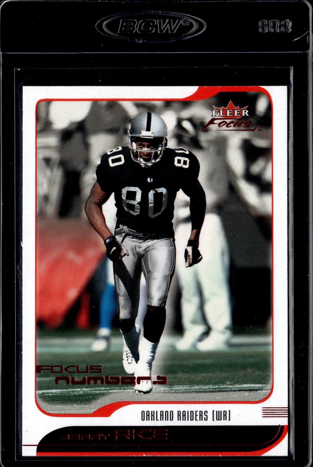 (6668) Jerry Rice #/107 2001 Fleer Focus Numbers Raiders