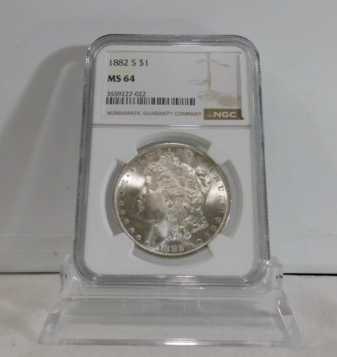 1882-S  MORGAN Silver Dollar, NGC MS-64!