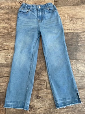 7 For All Mankind Girls Light Wash Jeans Frayed Denim Adjustable Waist Size 6X