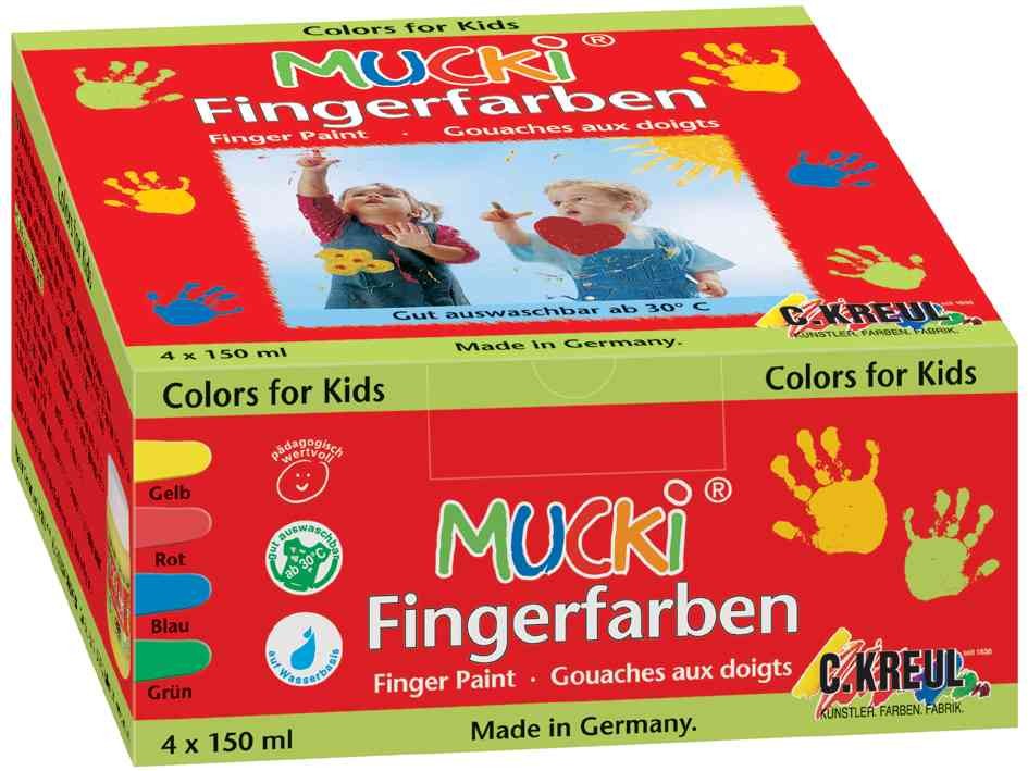 Gouaches aux doigts MUCKI sans danger pour peindre facilement sans pinceau