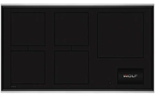 Wolf Transitional 36 Inch 5 Elements BLK + SS Trim Induction Cooktop CI36560TS