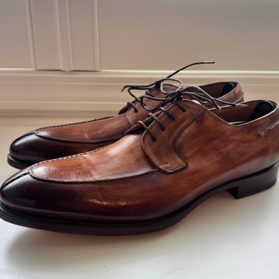 MAGNANNI Men's Sz 10.5 Teodoro Brown Leather Split Toe Derby Canela NEW $575