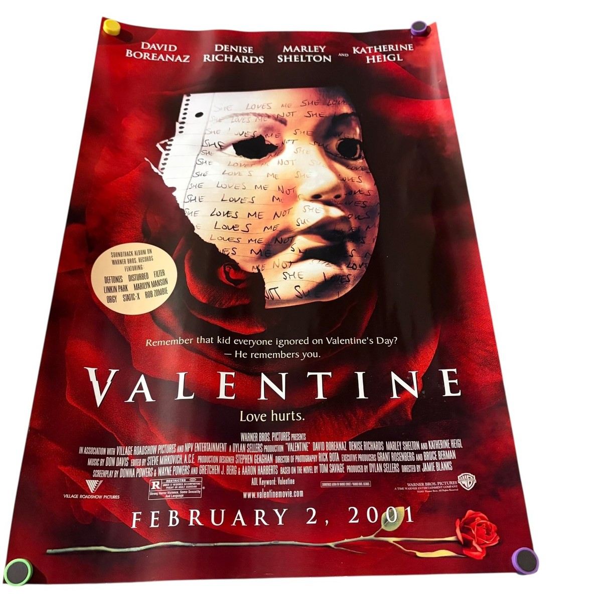Valentine 2001 Promotional Movie Poster Horror David Boreanaz