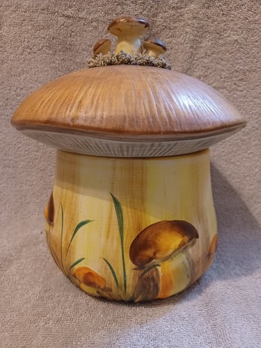 VTG 1970S Italian Ceramic Mushroom Canister Set 4pc Majolica Mid Century A-263