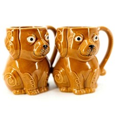 Dog Face Coffee Mug Set of 2 Earthenware Crockery Boston Warehouse Puppy Doggie