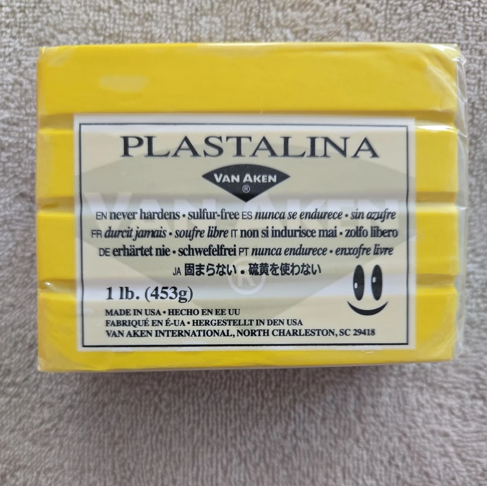 Van Aken Plastalina (3 УПАКОВКИ) 1 фунт каждая не затвердевающая модельная глина, ЖЕЛТАЯ  - Изображение 2 из 4