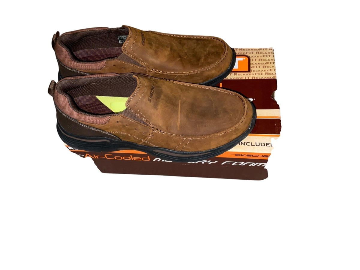 Skechers Men\'s Expended-Sevenoleather Leather Slip on Moccasin in dark brown 7.5 Skechers Expended Seveno Dark Brown Slip-on Shoes 66146/CDB  main image 3