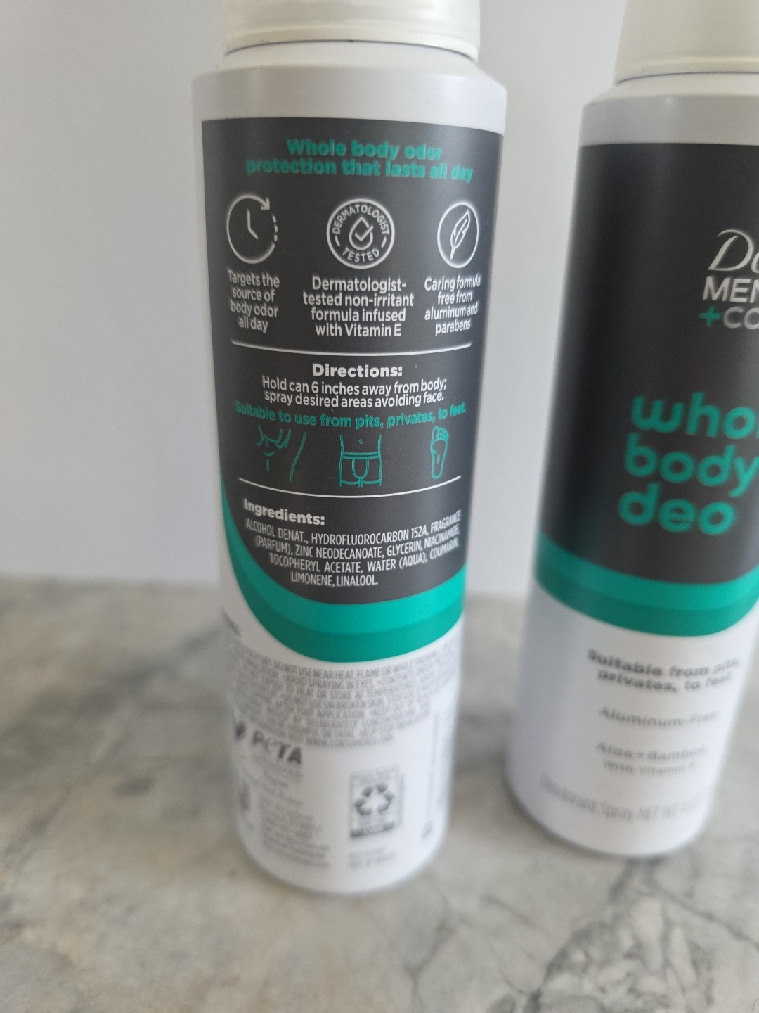 2 Pack  Dove Men+Care Whole Body Deodorant Spray, Aloe & Bamboo, 4oz New