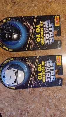1994 Lucasfilm Star Wars 3D Sculpted Yo Yo Lot Stormtrooper & Darth Vader Toys