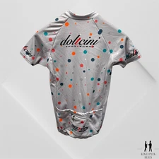 Doltcini Sportswear Dots Bike Cycling Bicycle Cycle Jersey Shirt Full Zip L