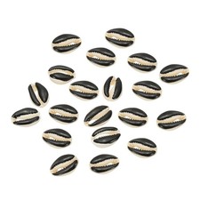 20 Pcs Black, White Oval Seashells Beads Natural Cowrie Beach Shells