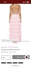 BB Exclusive Pink Ruffle Chiffon Prom Dress Backless High Slit US 6