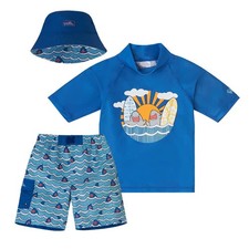 UV SKINZ Boys 3-Piece Swim Set with UPF 50 Long Sleeve Rash Guard, Swim Shor...