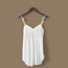 Vintage Victoria's Secret White Slip Lace Bow Lingerie Babydoll Dress Size S