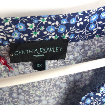 Cynthia Rowley Cottagecore Floral Tie Detail Long Tunic Top Womens 2X Plus NWT