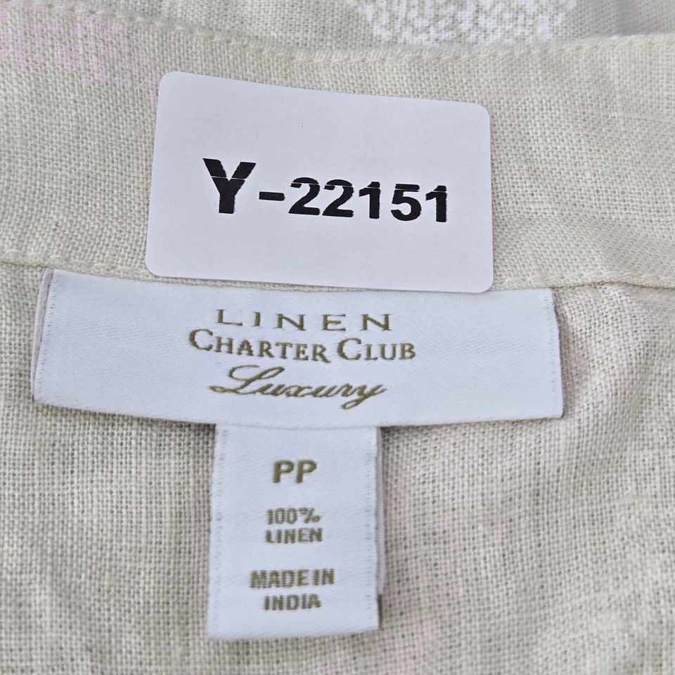 Blusa Pullover Charter Club Mujer PP Beige Lino Floral Cuello Redondo Foto 4 de 4