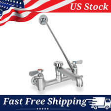 Commercial Wall Mount Mop Faucet with Vacuum Breaker, Pail Hook, Adjustable