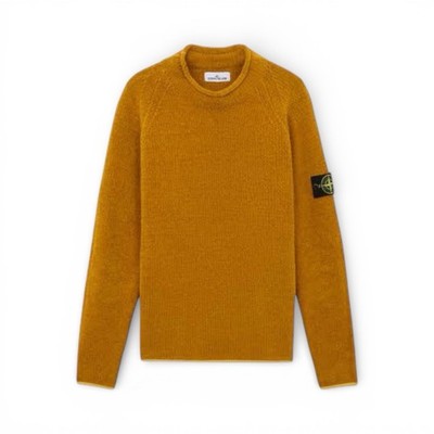 Stone Island Logo Patch Sweater Orange Cotton High Neck Size M Luxury Menswear