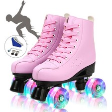 EONROACOO Purple Roller Skates for Women and Girls, Durable PU Leather, Size: