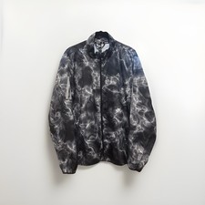 Adidas Running Jacket Women  s M Black Gray Reflective Water Pattern Windbreaker