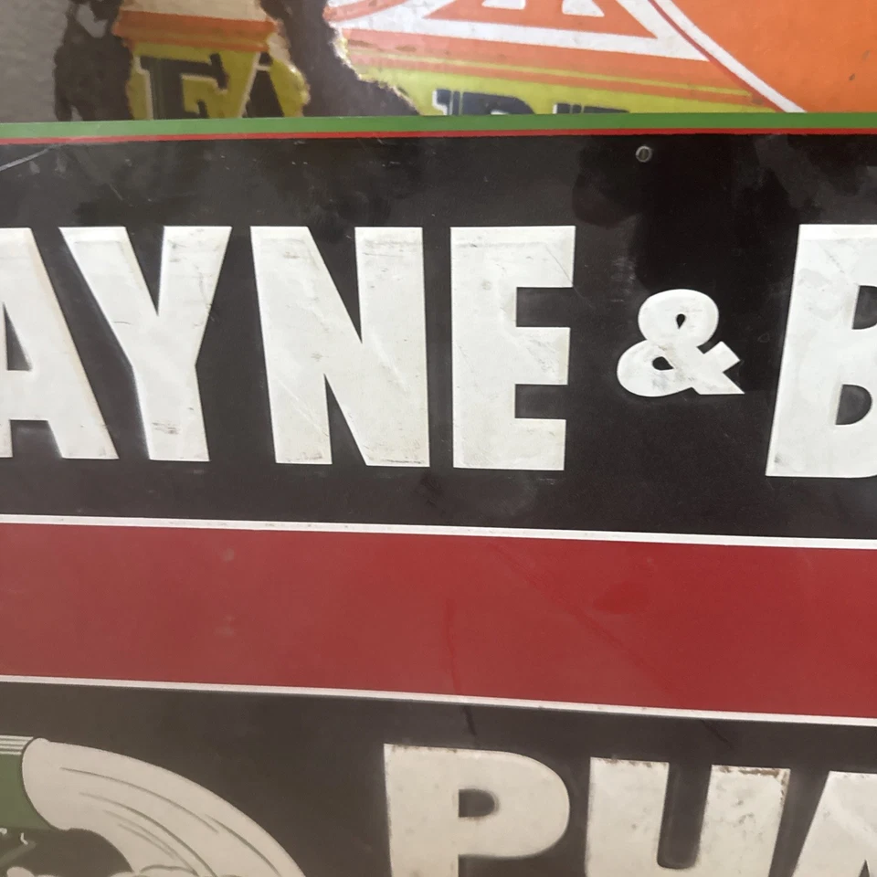 "BOMBA GRANDE ORIGINAL LAYNE & BOWLER METAL PINTADO NO PORCELANA SIGNO 30X18"" LA" Foto 3 de 4