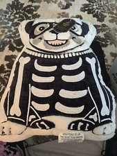 HALLOWEEN SKELTON DOG PILLOW NWT BLACK AND WHITE 17x11x3