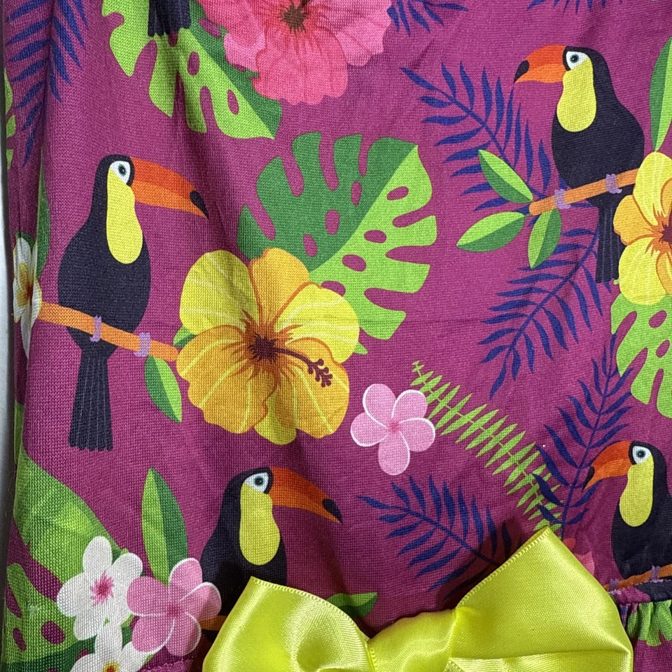 Vestido de sol Tucan Birds para perro PEQUEÑO sin cordones isla floral púrpura amarillo lazo Foto 3 de 4