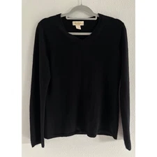 Peck & Peck Cashmere Sweater Womens Large Black Quiet Luxury Preppy Old Money
