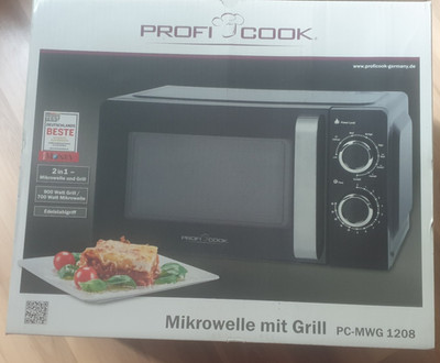 ProfiCook  Mikrowelle mit Grill, 900 Watt, 6 Stufen und Kochbuch
