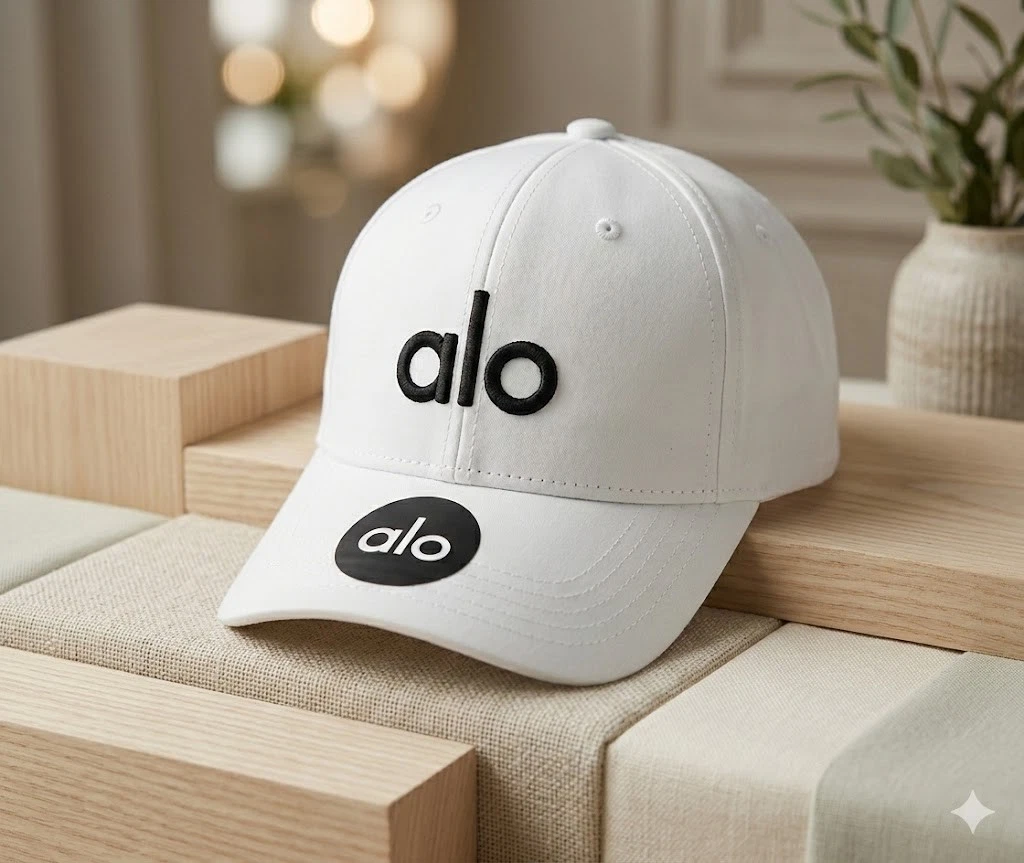 White Adjustable Baseball Cap Black Logo Athletic Casual Unisex Hat
