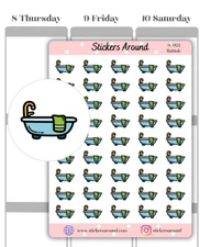Bathtub Icon Planner Sticker, Me Time Planner Sticker, Calendar & Bullet Journal
