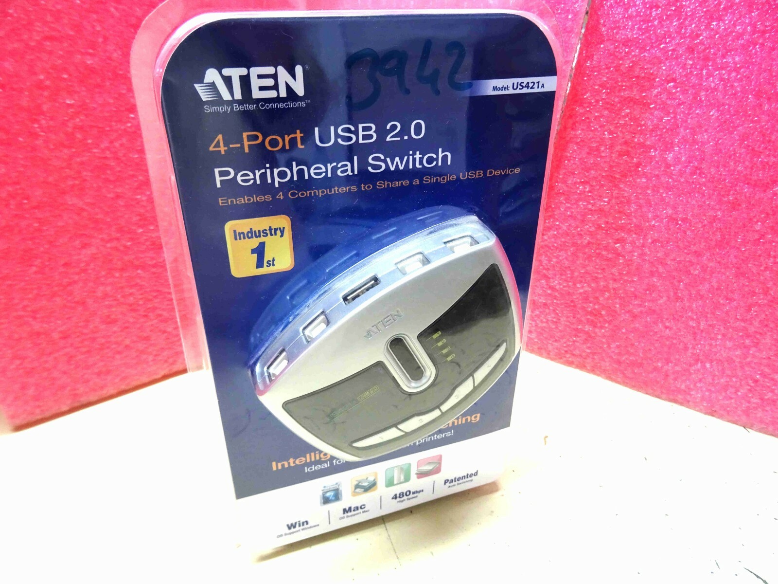 Commutateur de périphérique USB 2.0 sélecteur 4 ports ATEN US421A-A pour imprimante