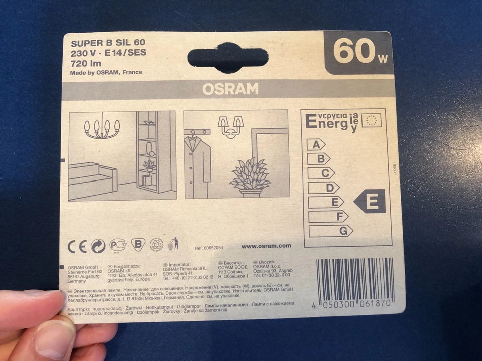 2X OSRAM Glühlampe Superlux Softone weiß  60W E14 Krypton Kerzenlampe DIMMBAR !! - Bild 2 von 2