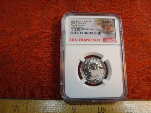 2018 S US Silver Apostle Islands Quarter 25c Reverse Proof NGC PF70 Trolley