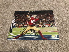 GEORGE KITTLE Signed Autographed 8x10 Photo 49ERS TD SPIKE BAS BECKETT B