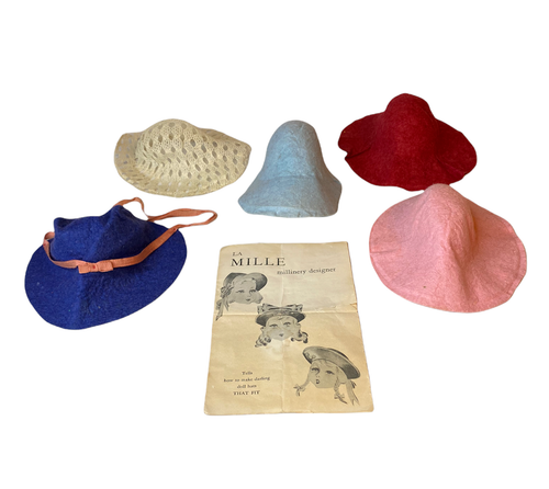 Vintage Lot Of 5 Assorted Doll Hats 